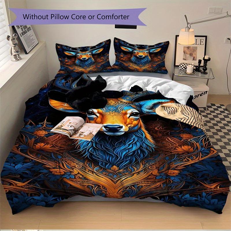 3pcs Fantasy Deer Soft Comfortable Bedding set, For Bedroom, Guest Room And Dorm, All - Season Use, High-Definition Printing136
