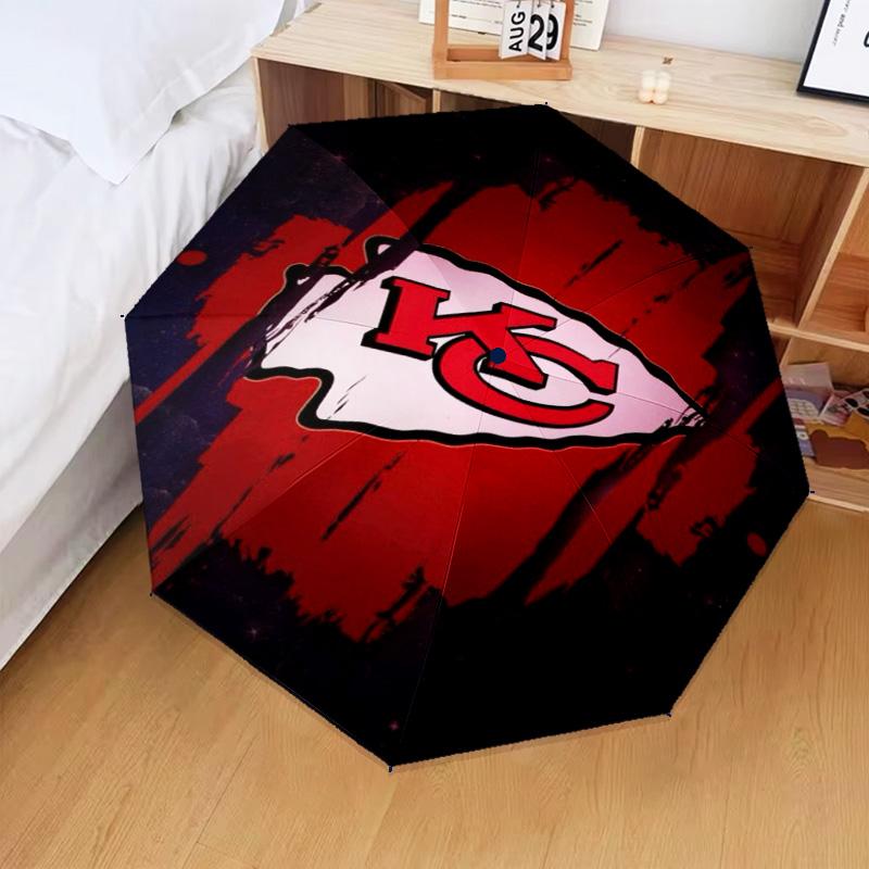 1PC City Chiefs Emblem Printed Umbrella Folding umbrella, automatic umbrella 8-Frame for Travel, camping Fan gifts Christmas Gifts