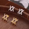 Vintage Cross-set Diamond Stud Earrings Niche Unique Design X Letter Temperament Titanium Steel Earrings Spot