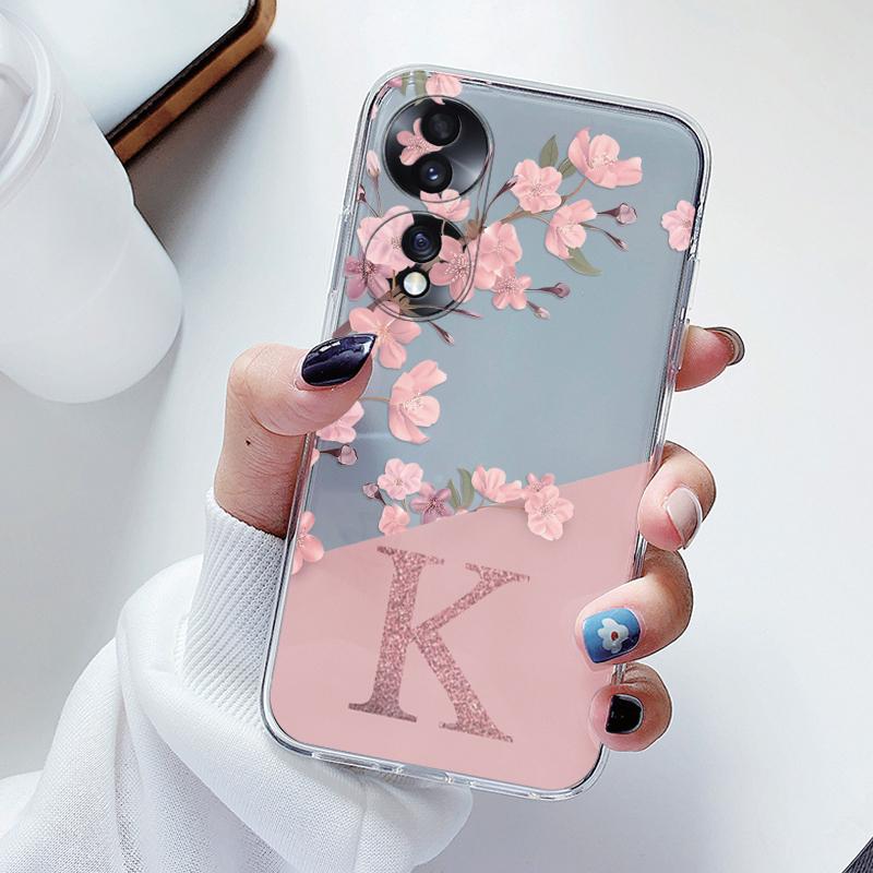 For Honor 70 90 200 400 Lite Phone Case Soft Slim Luxury A-Z Letters Back Cover Fundas Clear Bumper Transparent Shell Capa Bags