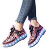 2025 New Children's Runaway Shoes Boys' Runaway Shoes Double Wheel Skating Roller Shoes with Lights Four-wheel Sports Shoes Girls