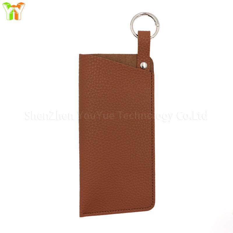Hot Selling Leather Sunglasses Bag Portable Travel Glasses Case Eyeglasses Holder Pouch with O Ring