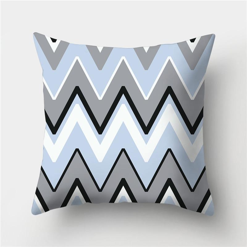 Grey Blue Pillowcase Geometric Cushion Cover Peach Skin Cushion Sofa Cushion Cushion Pillowcase Home Decor Pillowcase