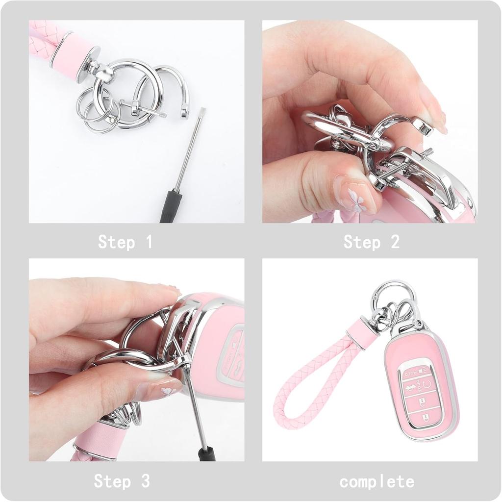 Чехол для брелока с 5 кнопками, ТПУ чехол для брелока с брелоком, Розовый чехол для автомобильного ключа, Автомобильные аксессуары, Совместимый с Honda