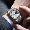 OLEVS Watch Men Quartz Stylish Multifunction Stainless Steel Waterproof Luminous Date Analog Fashion Student Business Watch for Men White