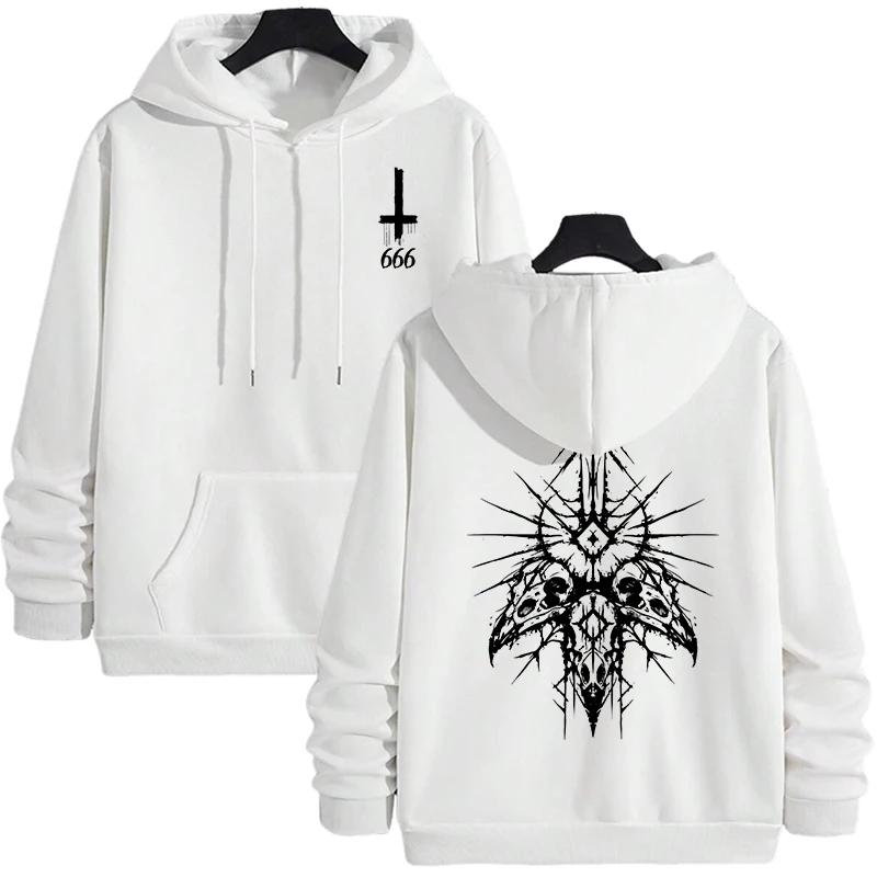 New autumn and winter fashion men's casual jacket 666 Cross Special Devil theme print men's hoodie outdoor sweatshirt