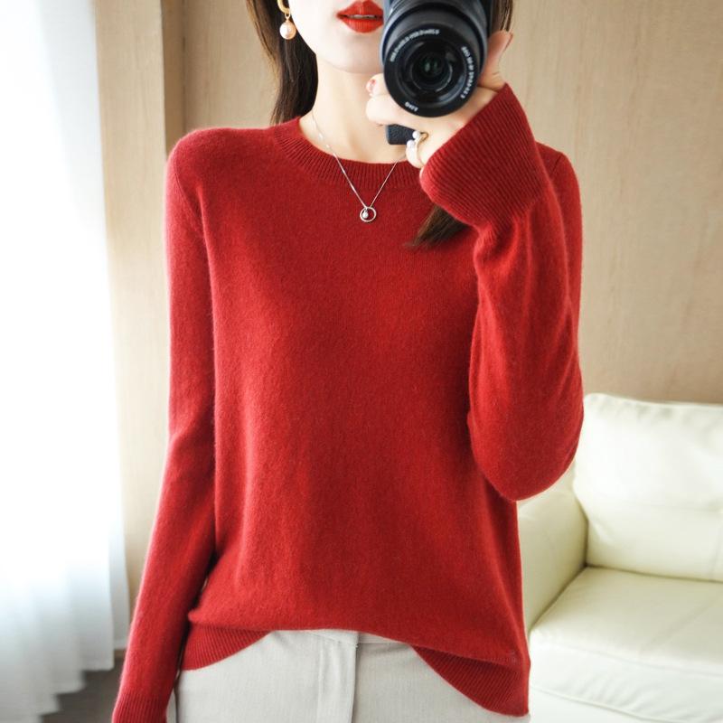 Женский свитер с круглым вырезом, осень-зима, базовый пуловер, теплые повседневные джемперы, корейская модная весенняя трикотажная рубашка, нижняя рубашка