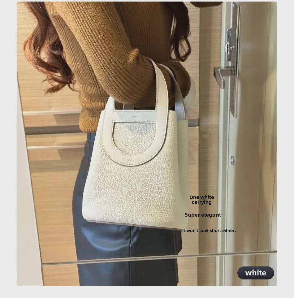 2023 Женская сумка-ведро большой вместимости Pig Nose, первый слой из коровьей кожи, стиль Commuter