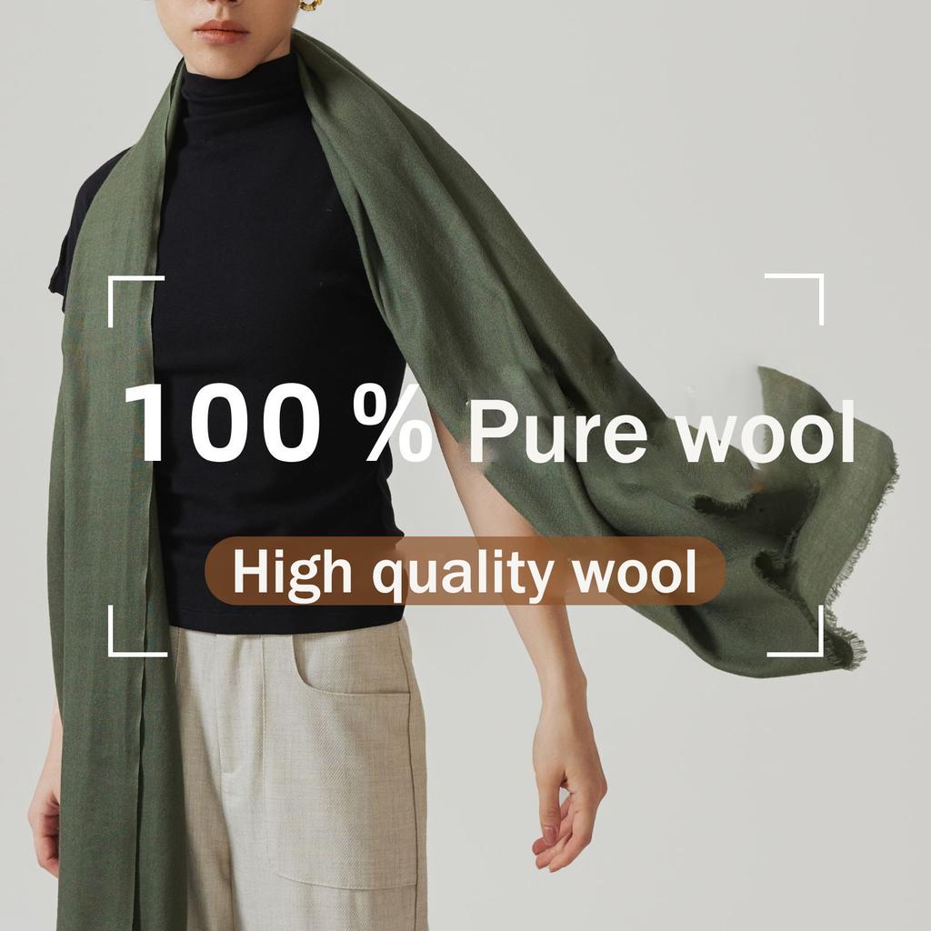 Four Seasons Available Women'S 100% Wool Scarf Ultra Slim Water Soluble Yarn Premium Square Scarf Simple And Versatile Shawl