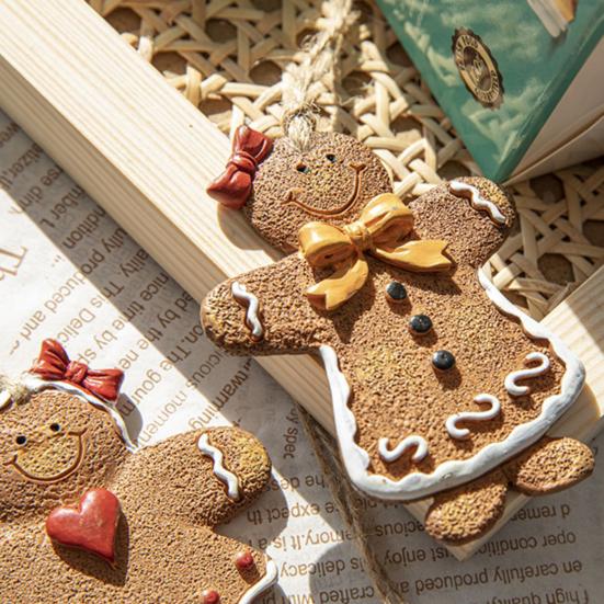 Рождественский полимерный пряничный человечек, очаровательный орнамент с подвесным ремешком, рождественская елка, украшение, кулон