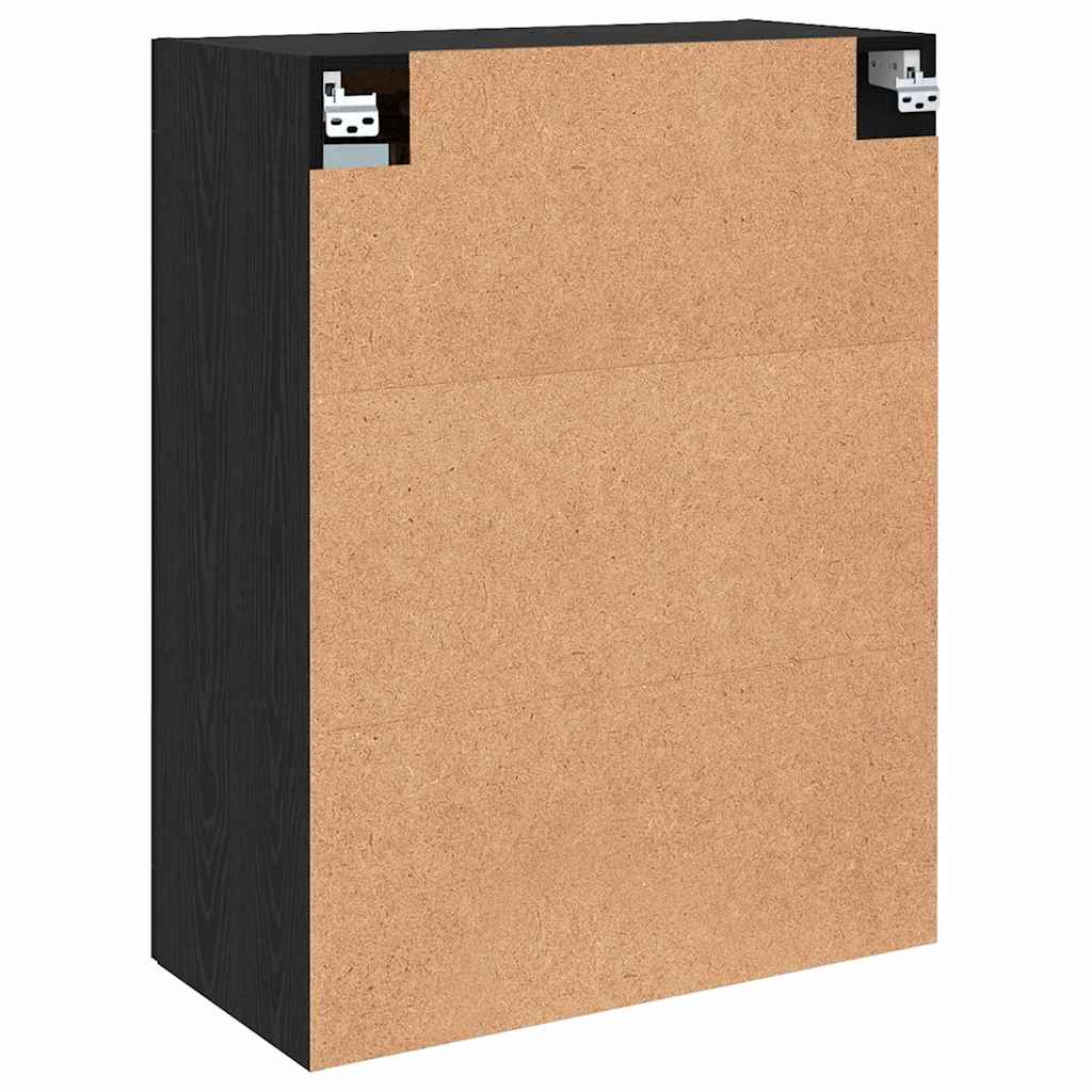 Wall Mounted Cabinet Black Oak Effect 69.5 x 34 x 90 cm