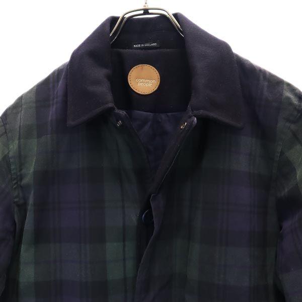 COMMONPEOPLE пальто из смесовой шерсти в клетку S темно-синий x зеленый Мужское Б/У