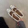 French Small Fragrant Style Mary Jane Shoes Girl 2025 Spring New Rhinestone Square Buckle Single Shoes Fairy Wind Gentle Laden Shoes