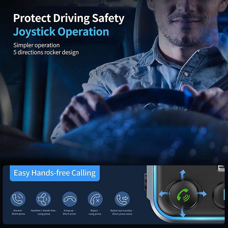 FM-трансмиттер Автоадаптер, Беспроводной 5.0 Радио Автокомплект, Звонки в режиме громкой связи, MP3-плеер Приемник Hi-Fi Бас Поддержка U-диска