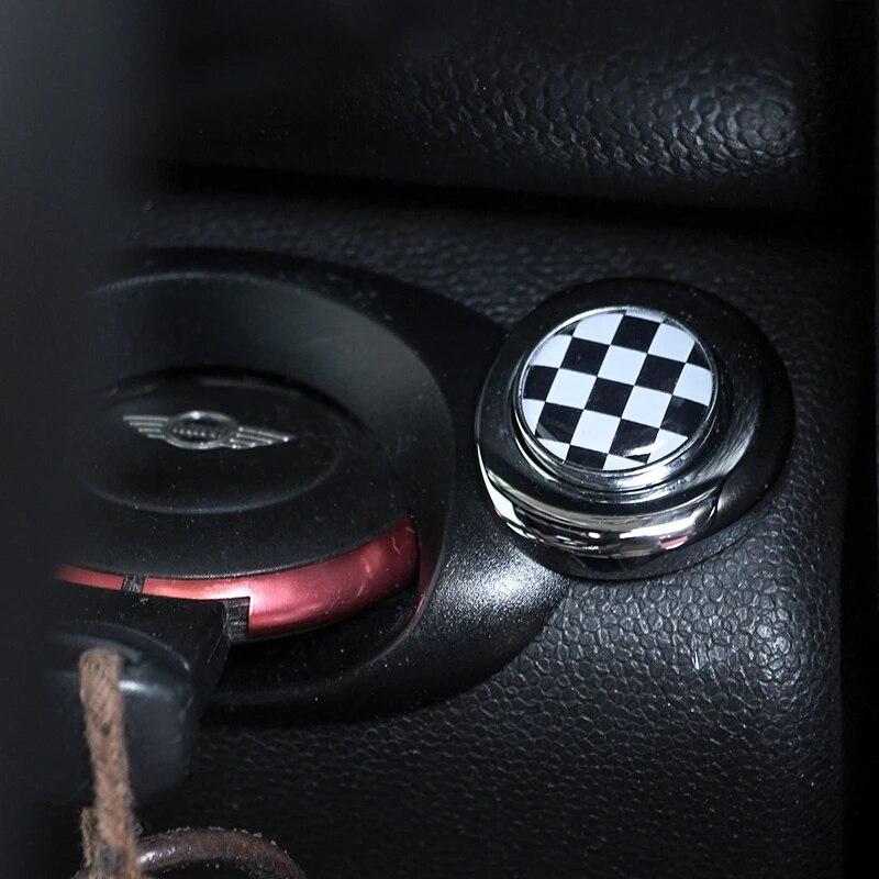 Одна кнопка «Пуск», декоративная наклейка для автомобиля, серебристый и черный металлический материал, эпоксидная смола, узор для MINI COOPER R55 R56 R60 R61