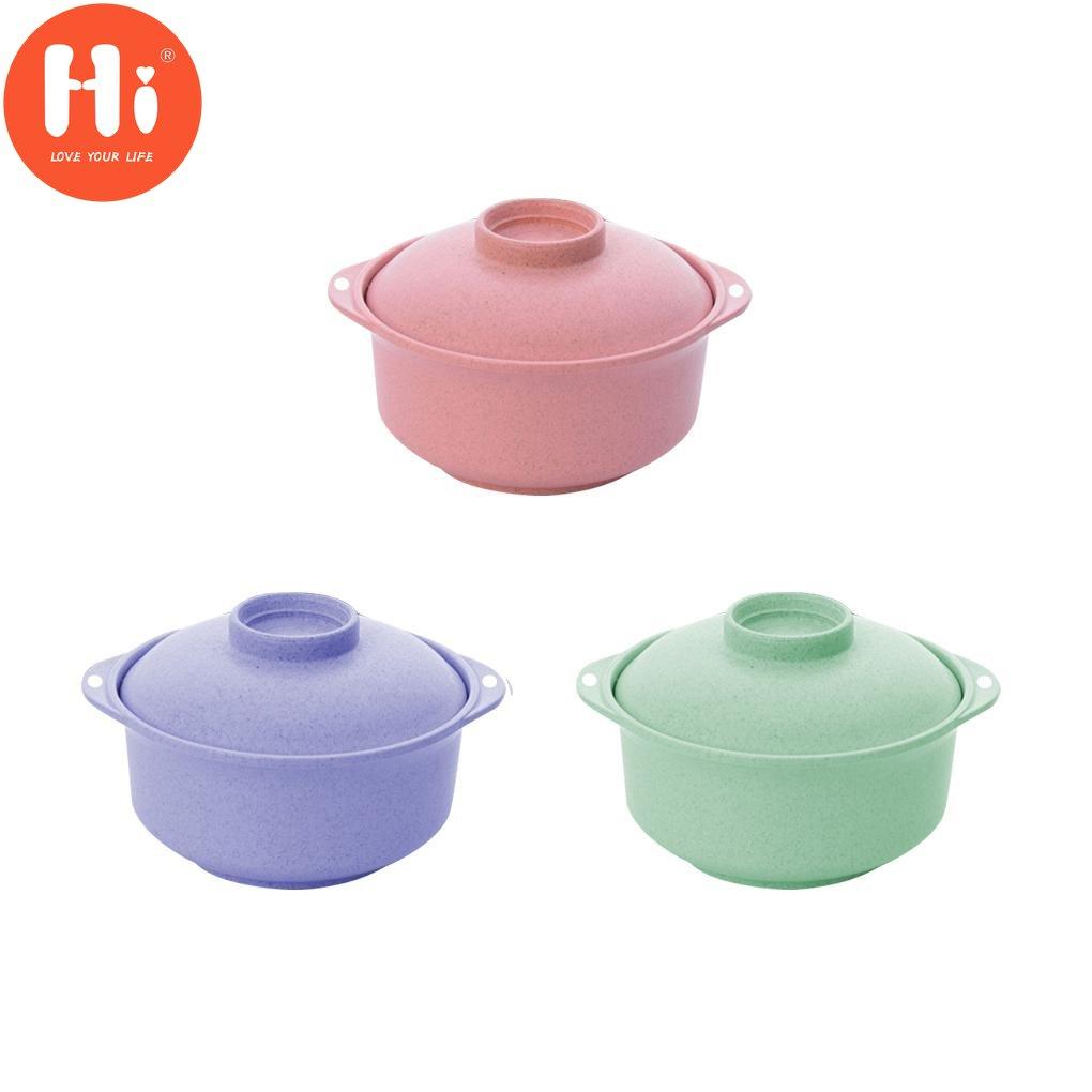 Hi Instant Noodles Bowl with Lid Japanese Style Students Noodle Soup Rice Ramen Bowl Tableware