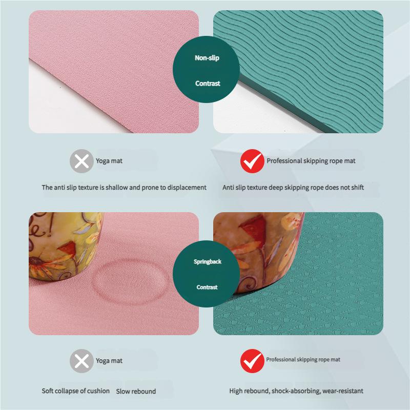 Очень толстый коврик для скакалки из ТПЭ для занятий фитнесом в помещении, нескользящий бесшумный коврик для упражнений с амортизацией для защиты пола домашнего спортзала