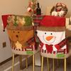 Christmas Chair Cover Snowman Santa Claus Deer Shape Christmas Themed Back Cover Restaurant Seating Decor
