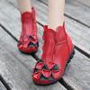 Ethnic Genuine Leather Shoes Women Vintage Boots And Shoes For Autumn Womens Retro Boots Boho Style Shoes Ladies Red Ankle Boots