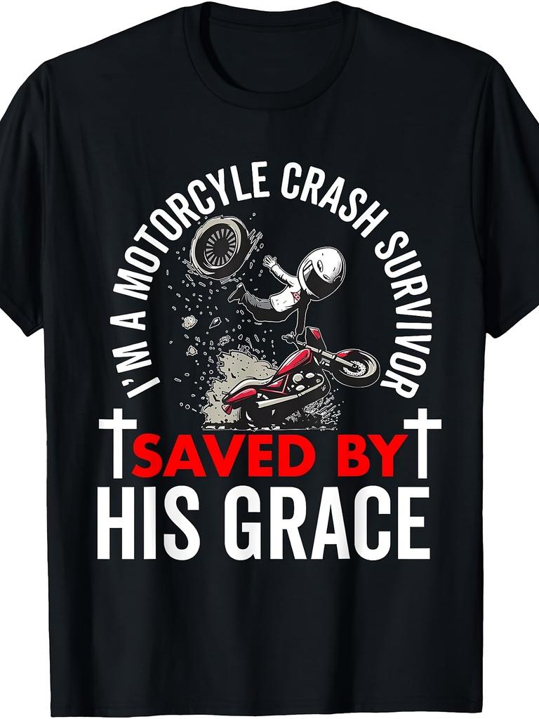 Motorcycle Accident Survivor Bike Crash Injury Recovery TShirt1 Retro Casual Crew Neck Printed T-Shirt
