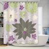 Modern Floral Shower Curtain Set Green Leaves Purple Flowers Patterned Waterproof Bathroom Decor Liner for Home Bathing Room Imp