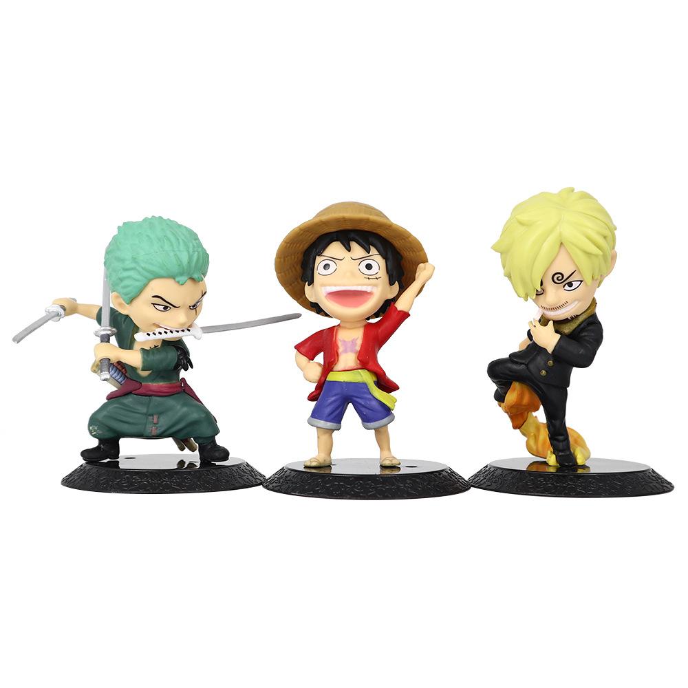 9 шт. Аниме One Piece Q-издание Милая фигурка Луффи Зоро Санджи Нами Коллекционная фигурка Модель Украшение для торта Детская игрушка Подарок