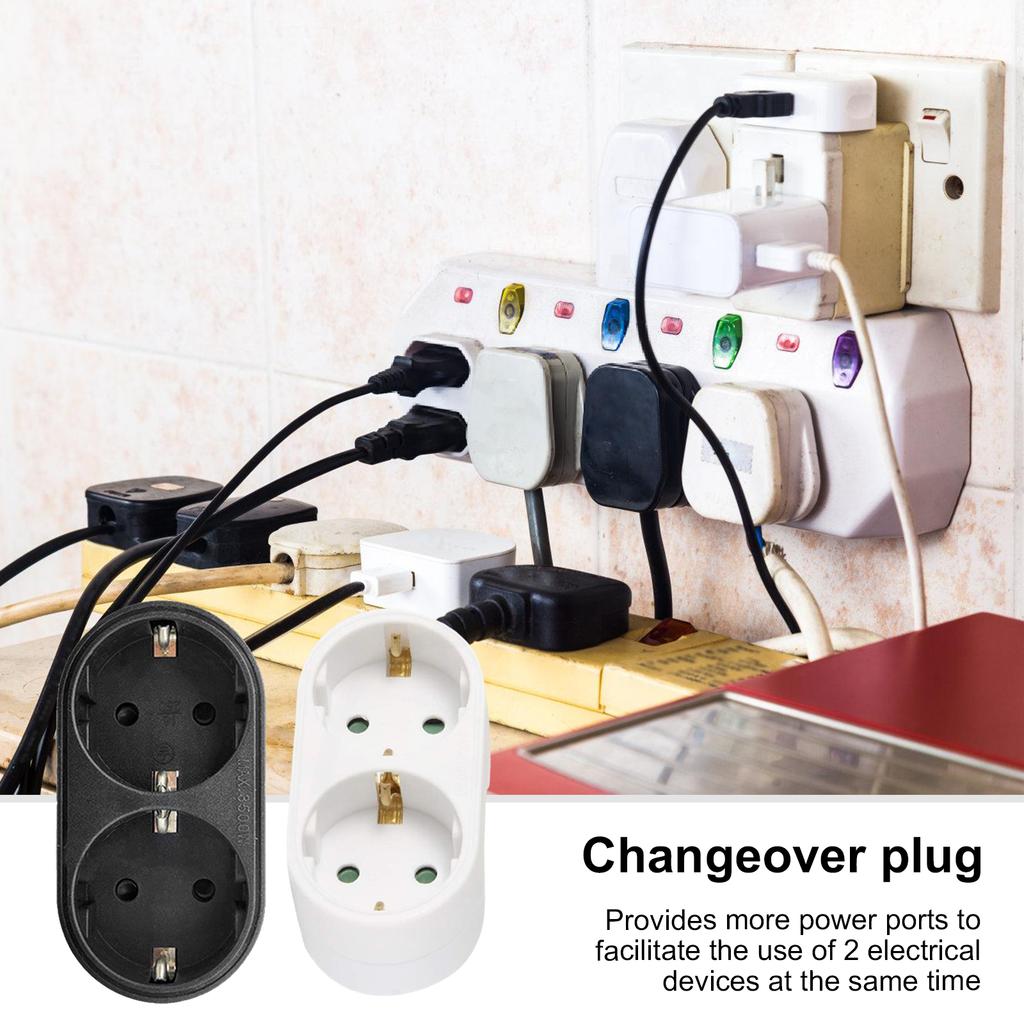 Upgrades Double Outlet Adapter for Euro/German Sockets Electrical Socket Extender for Simultaneous Device Charging