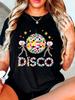 Большой размер, Женская футболка с графическим принтом DISCO большого размера, Повседневная футболка с коротким рукавом и круглым вырезом для лета и весны, Женская одежда