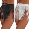 Женская сексуальная пляжная юбка с высокой талией и кисточками, летняя однотонная мини-юбка с бахромой, костюм для вечеринки, Клубная одежда