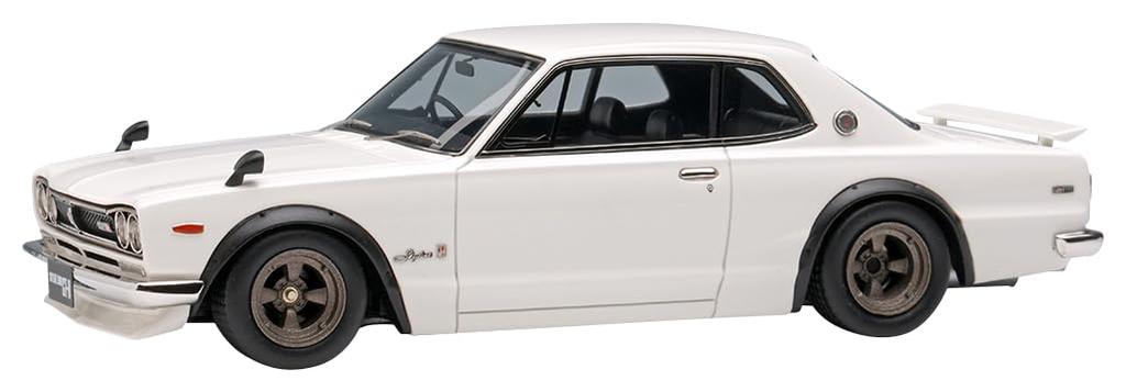 Makeup Vision Scale Nissan Skyline 2000 1971 with Spoiler Finished Model VM244B 1/43 GT-R (KPGC10) (Works Wheels) White,