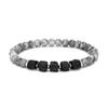 Black Matte Onyx with Cube Lava Bracelet Yoga Balance Energy Stretch Bracelet Men Women Natural Gemstone Healing Jewelry