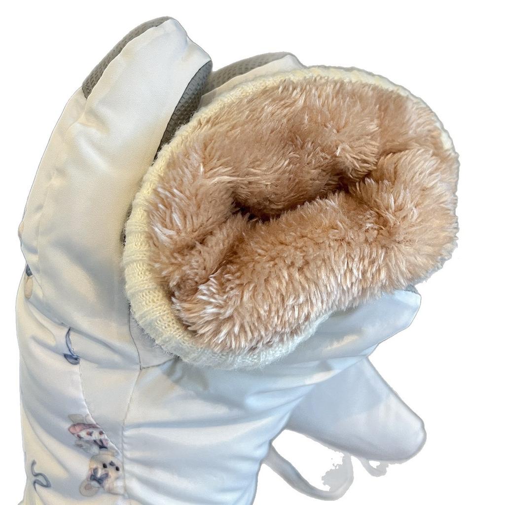 White Cute Bear Ski Gloves Winter Women's Warm and Velvet Thickened Outdoor Windproof and Cold Proof Riding Touch Screen Trend