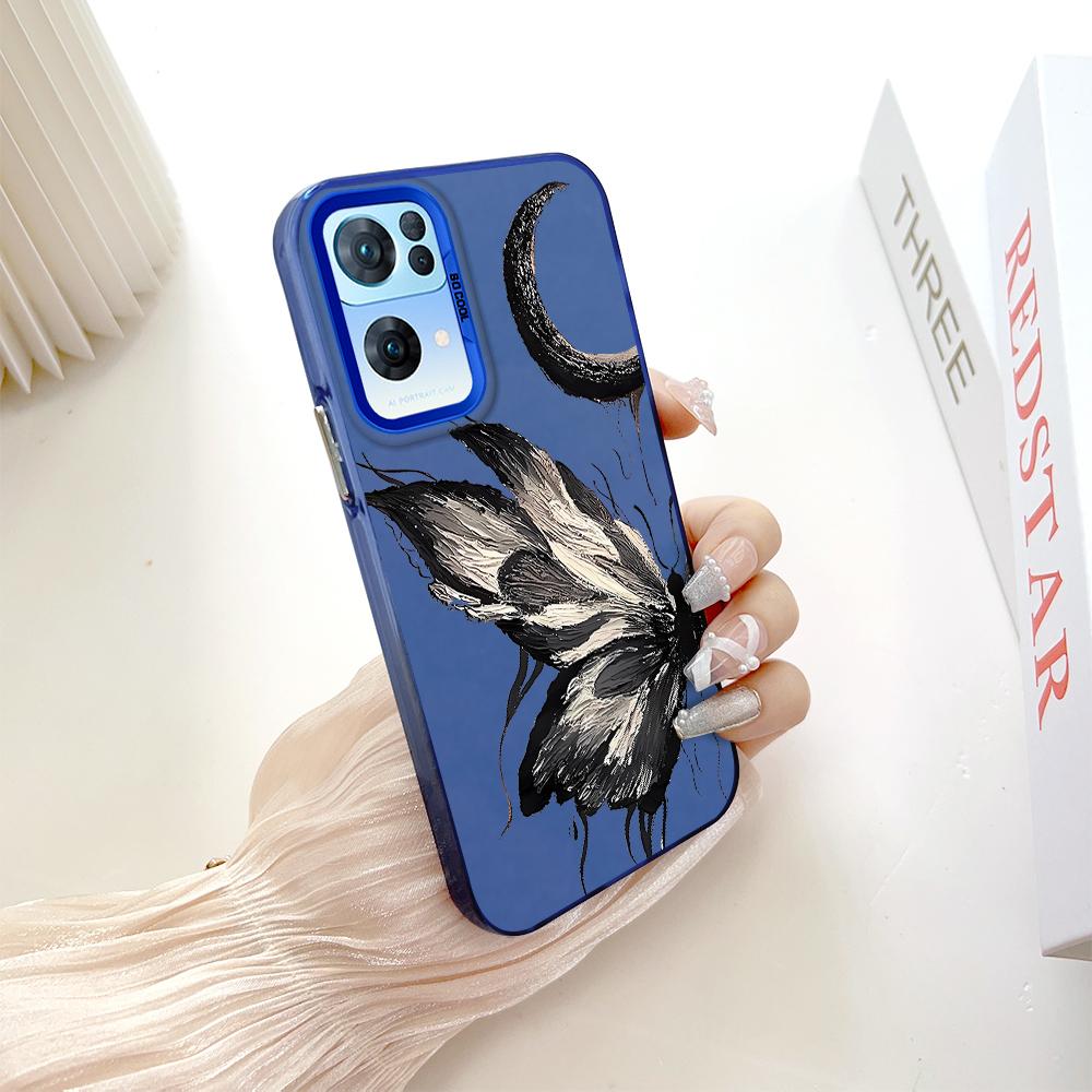 Окрашенный узор, цветной серебристый, двухсторонний, жесткий, противоударный чехол для телефона с защитой от падений для OnePlus OPPO Reno Realme