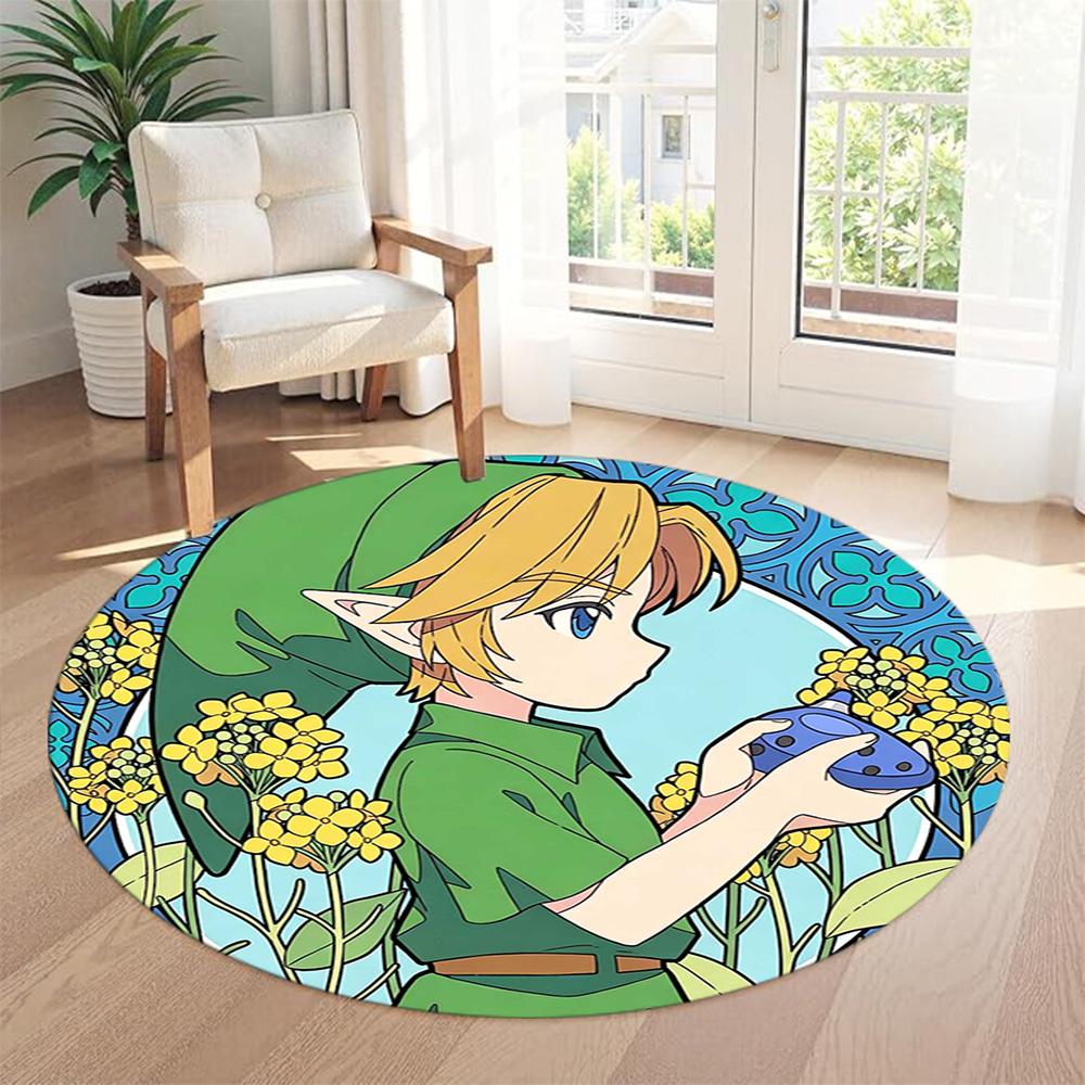 Ocarina Time Round Area Rug Design for Playrooms Study room Decorate room Game Room Antislip Round Carpet Office home decor