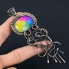 Радуга Солнечный Кварц Драгоценный Камень Медная Проволока Обернуть Кулон Ручной Работы Подарок Ювелирных Изделий Для Женщин