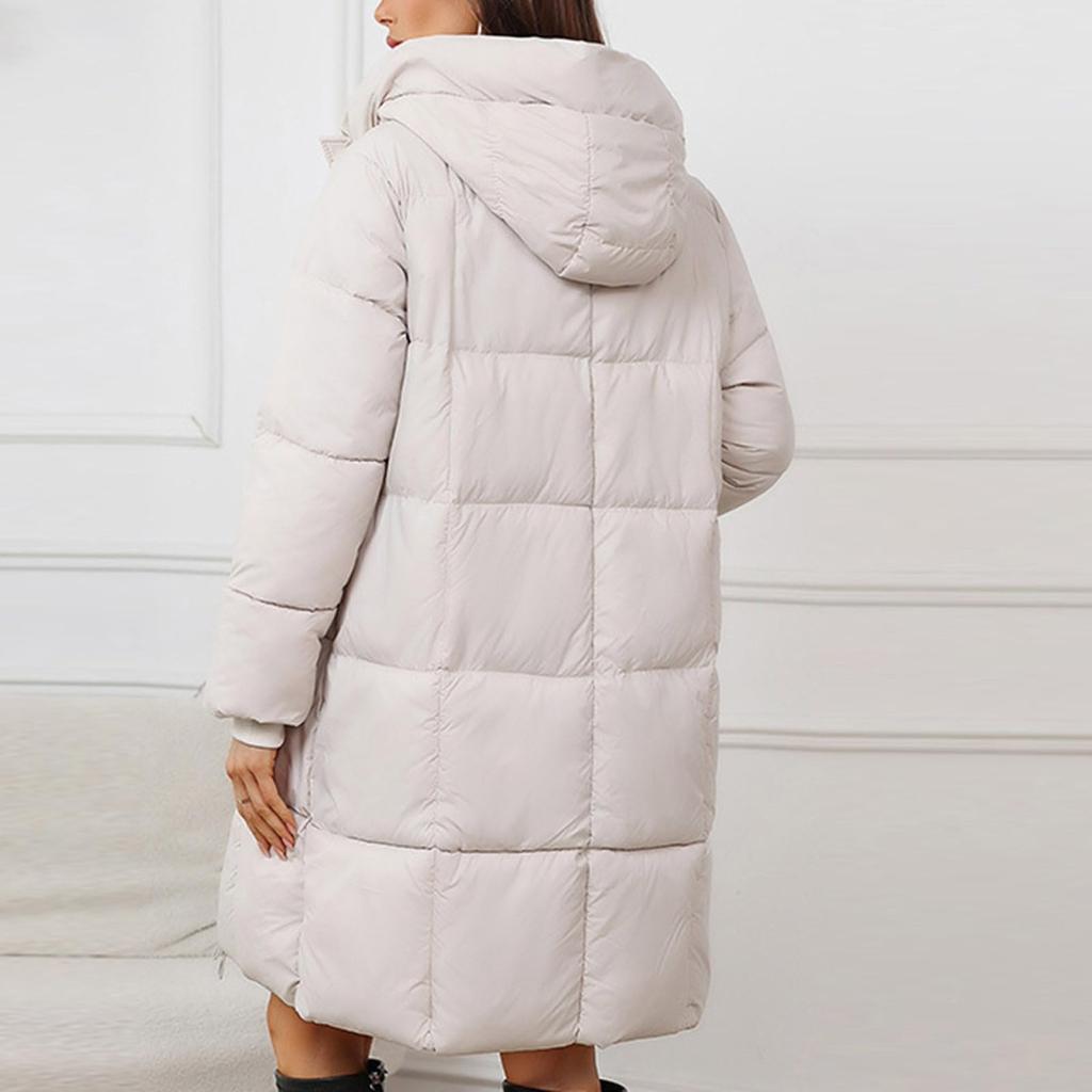 Women's Casual Jacket Lightweight Hooded Coat Mid-length Cotton Comfortable Warm Coat With Pocket