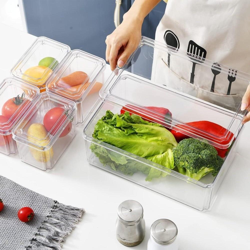 with Lids Fridge Organizer Box Transparent Kitchen Storage Box Fridge Drawer Organizer  Office