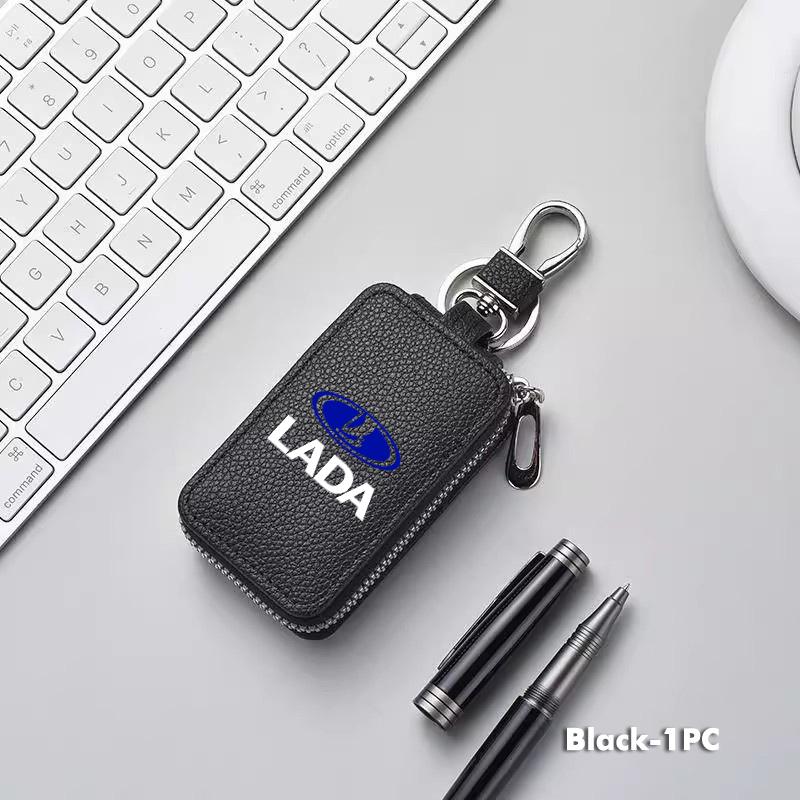 For Lada Car Logo Key Wallet Leather Keys Storage Bag Zipper Key Case Accessories Xray Granta Priora Sedan Sport Kalina VestaWW2