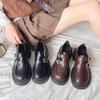 New Spring One-Step Thick Bottom English Style Women's Leisure Shoes Petite Mary Jane Shoes Round Toe Polyurethane Lining R
