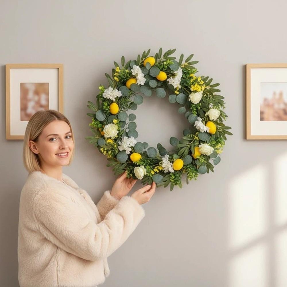 Realistic Artificial Lemon Garland Eucalyptus Leaves Simulation Lemon Vine Kitchen Decor