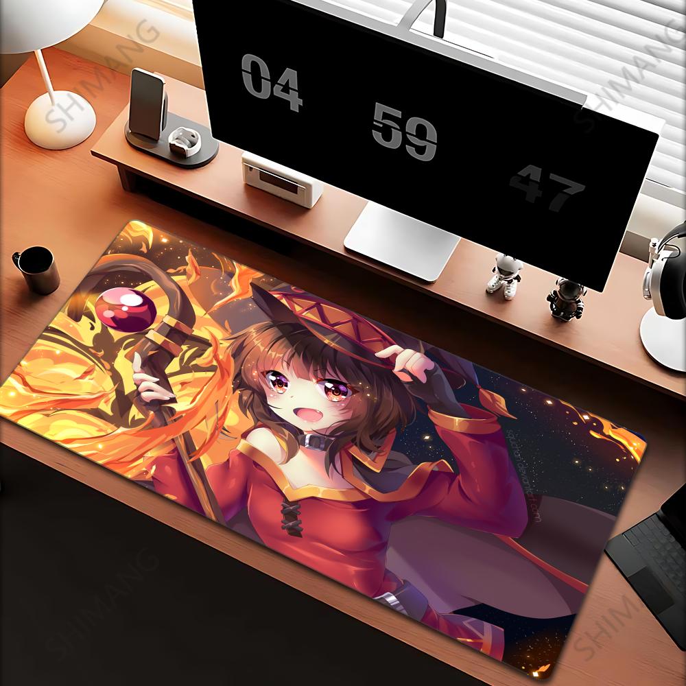 KonoSuba Мегумин XXL коврик для мыши Аниме Компьютерный коврик xmm Игровые аксессуары Кавайный коврик для мыши Большой Padmouse Клавиатура Deskmat