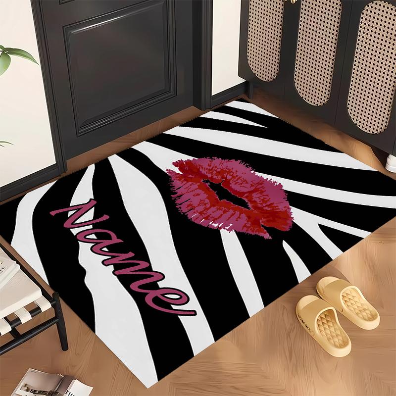 Sexy lip prints (1) Personalized name Office Carpet Stylish Decor for Living Room Bedroom Kitchen