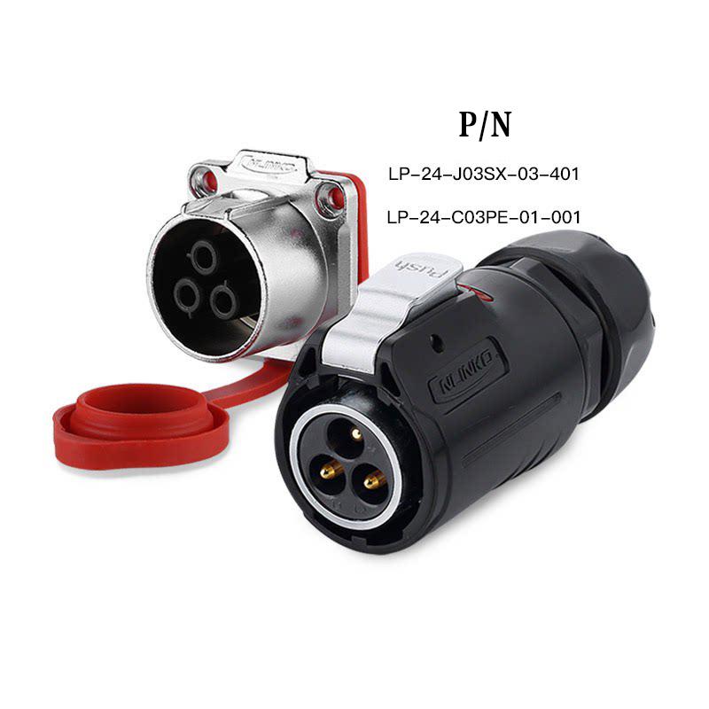 Cnlinko LP24 IP67 Waterproof Circular Bayonet Male Female Plug Socket 3 4 10 12 19 24 Pin 45A for Industrial Automation System