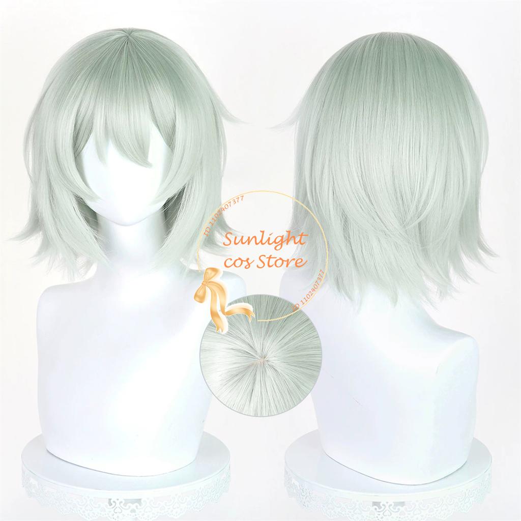 Chainsmoker Cat Yani Neko Satou Yuko Cosplay Wig 38cm Light Green Anime Cosplay Wigs Heat Resistant Synthetic Hair Halloween