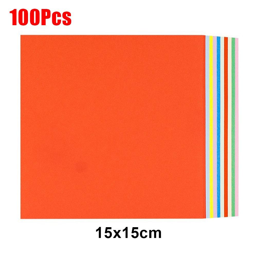 100Pcs Solid Color Square Origami Paper 20 Colors Handmade Scrapbooking Craft Decor Folding Paper