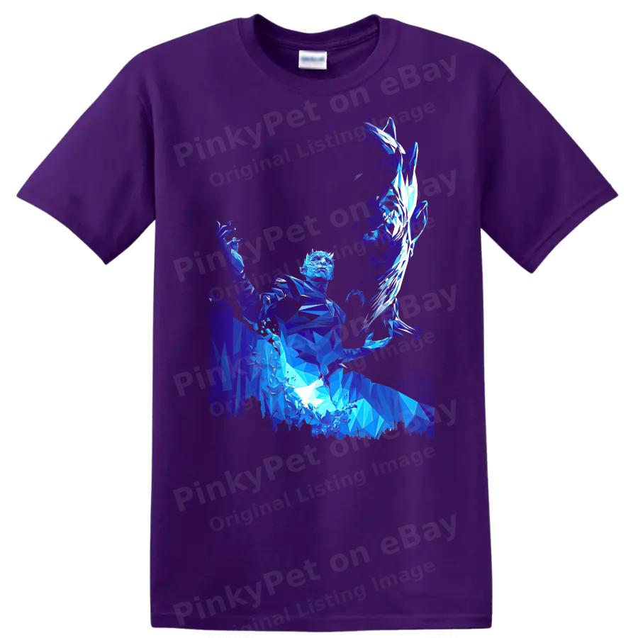 Blue Polygonal Warrior T Shirt Abstract Graphic Art Design Cool Tee