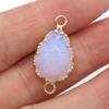 1Pc Small Natural Stone Healing Crystal Connector, Teardrop Shape Golden Edge Pendant Connectors for Jewelry Making DIY Necklace Accessories 16x26 Mm