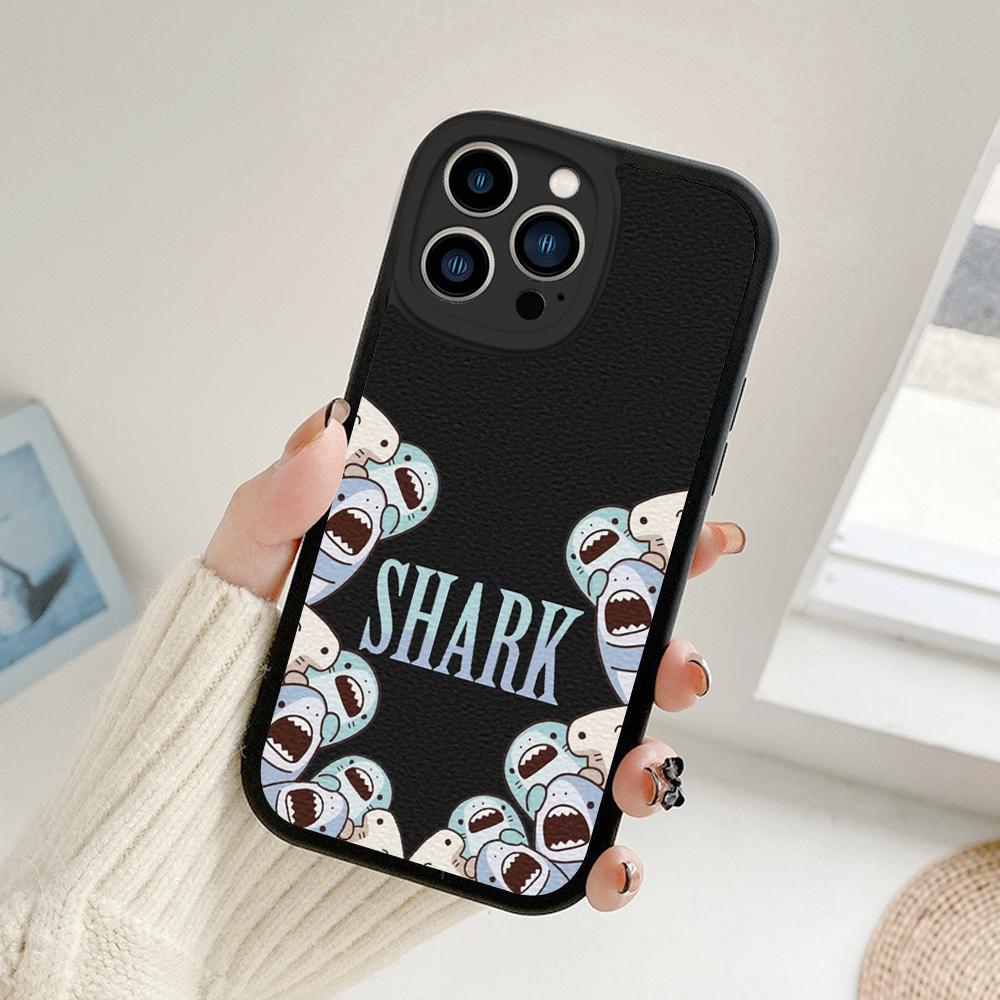 Новый чехол для телефона «Ухмыляющаяся акула» для Iphone 14 13 11 12 Pro MAX 13 12 MiNi 7 8 14 plus X XS XR Чехлы из кожи ягненка с изображением акулы