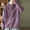 2024 Осень Однотонная футболка Женская толстовка с капюшоном Эластичные однотонные длинные рукава Свободные топы Футболки