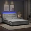 VidaXL Bed Frames with LED Lights, Upholstered Bed, Double Bed, Adult Bedroom Interior Bed, Modern, White 3213942